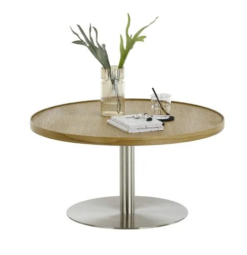 Couchtisch Monteverde | rund | Ø80 | Eiche / Edelstahl | 80 x 40 cm