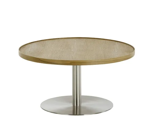 Couchtisch Monteverde | rund | Ø80 | Eiche / Edelstahl | 80 x 40 cm