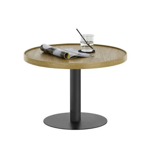 Couchtisch Monteverde | rund Ø80 | Eiche / schwarz | 80 x 40 cm