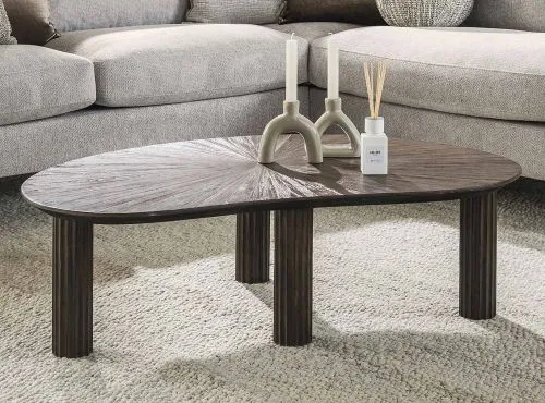 Couchtisch Naru | nierenformig | Teakholz massiv | Espresso