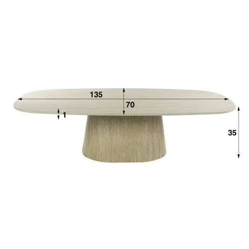 Couchtisch Nische | 3D Keramik Travertin | 135 cm | beige