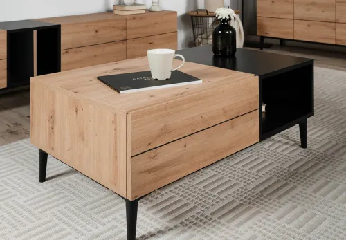 Couchtisch Nola | Artisan Oak / schwarz