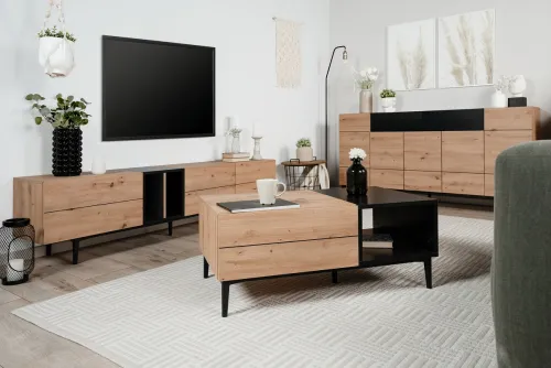 Couchtisch Nola | Artisan Oak / schwarz