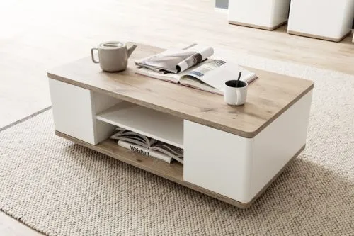Couchtisch Palermo | 115x65 | Soft white / Viking Oak