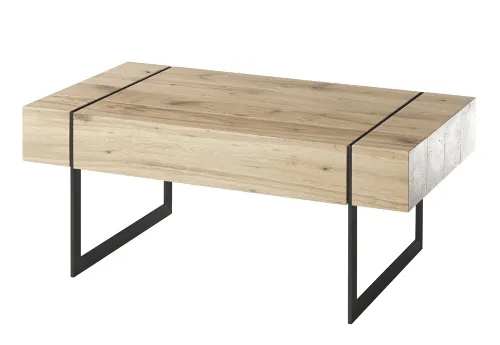 Couchtisch Paphos | Asteiche | mit Schubkasten | 110x70 | Eichefarben / schwarz