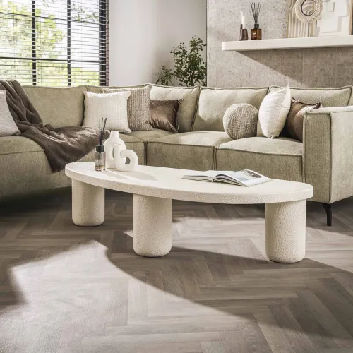 Couchtisch Pilla | Kieselstein | Cremefarben