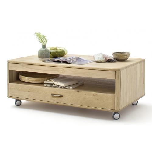 Couchtisch Ravello | auf Rollen | 115x70 | Balkeneiche Bianco