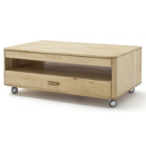 Couchtisch Ravello | auf Rollen | 115x70 | Balkeneiche Bianco