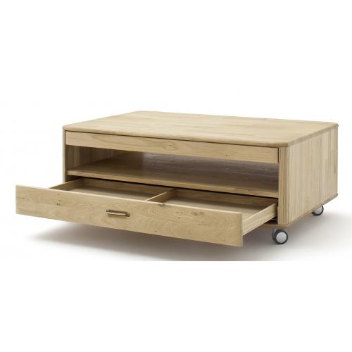 Couchtisch Ravello | auf Rollen | 115x70 | Balkeneiche Bianco