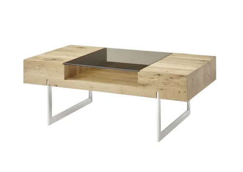 Couchtisch Rewa | Asteiche | mit Glasplatte | 110x60 | Eichefarben / grau