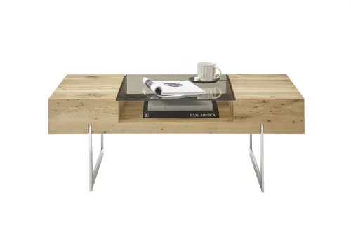 Couchtisch Rewa | Asteiche | mit Glasplatte | 110x60 | Eichefarben / grau