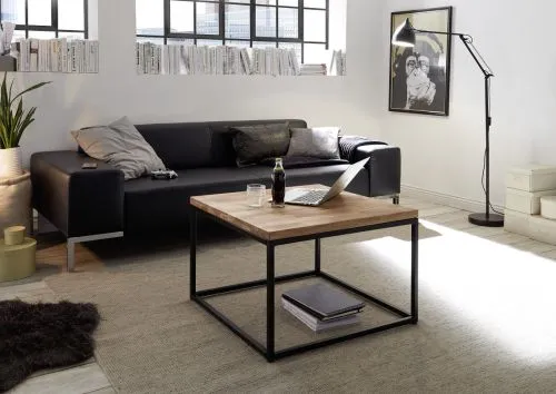 Couchtisch Sakura | Asteiche massiv | mit Metallrahmen | 70x70 | Eiche