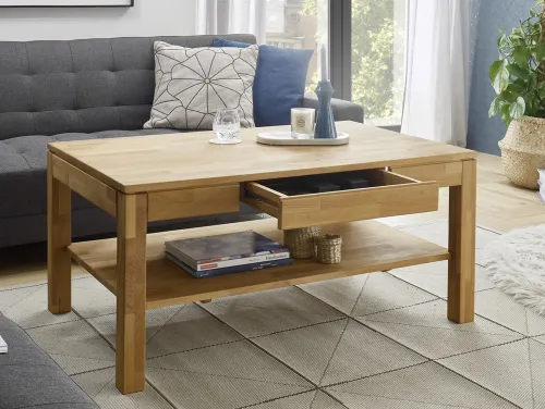 Couchtisch Salem | Kernbuche massiv | mit Schubkasten | 115X70