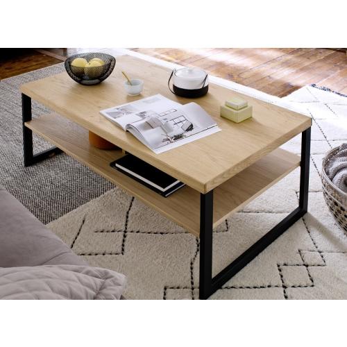 Couchtisch Salerno | mit Ablage | 115x65 | Balkeneiche Bianco