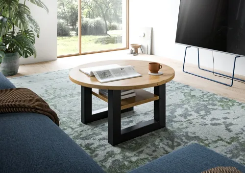 Couchtisch Seattle | rund | Ø75 | Artisan Eiche / grau