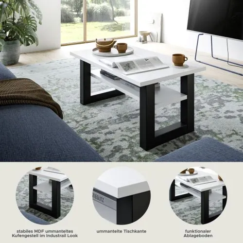 Couchtisch Seattle | weiß / grau | 90x50