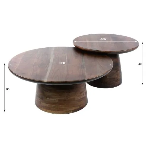 Couchtisch Set Avelin | 2er Set | Akazie massiv | braun