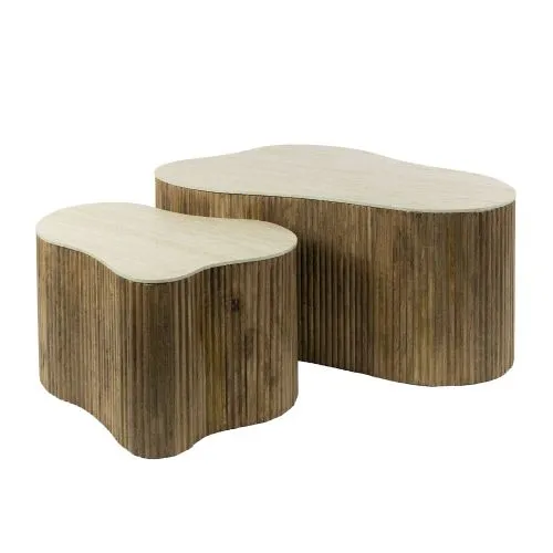 Couchtisch Set Beleto | 2-teilig | Mangoholz massiv | sandfarbe