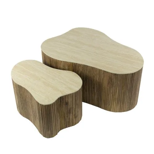 Couchtisch Set Beleto | 2-teilig | Mangoholz massiv | sandfarbe