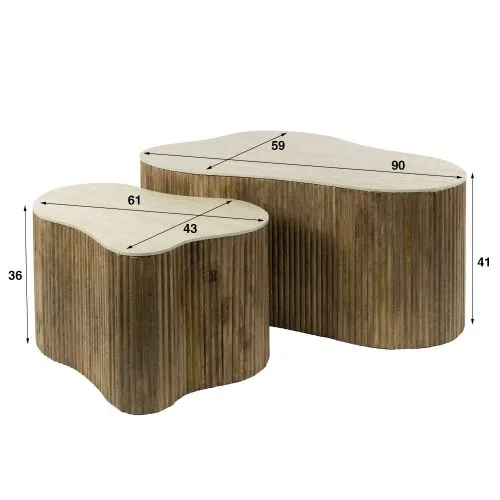 Couchtisch Set Beleto | 2-teilig | Mangoholz massiv | sandfarbe