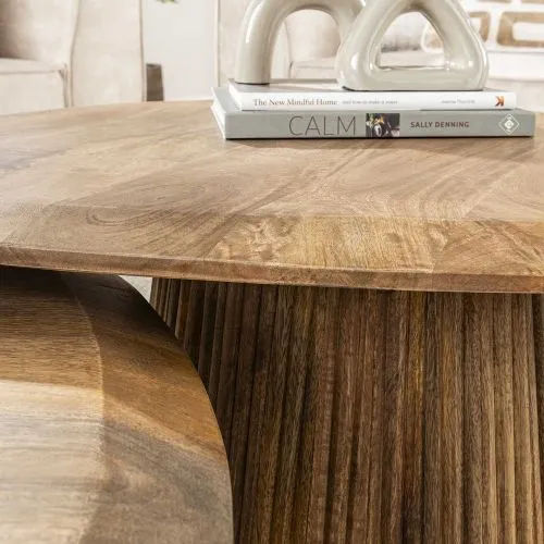 Couchtisch Set Board | 2-teilig | Mangoholz massiv | sandfarbe