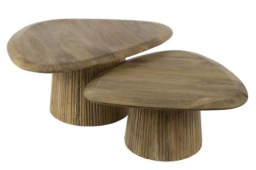 Couchtisch Set Board | 2-teilig | Mangoholz massiv | sandfarbe