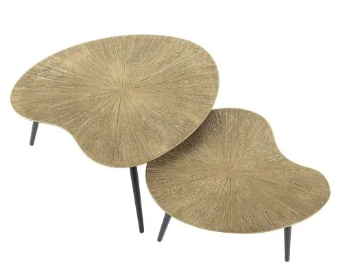 Couchtisch Set Coins | 2-teilig | Nierenform | Metall | Bronze Ray