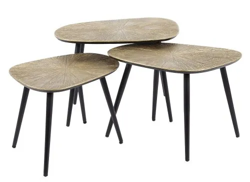 Couchtisch Set Coins | 3-teilig | viereckig | Metall | Bronze Ray