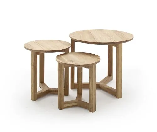Couchtisch Set Faye | 3-teilig | Asteiche massiv | Ø50/Ø45/Ø32 | Eichefarben