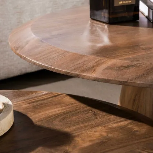 Couchtisch Set Freji | 2-teilig | rund | Akazie massiv | Braun