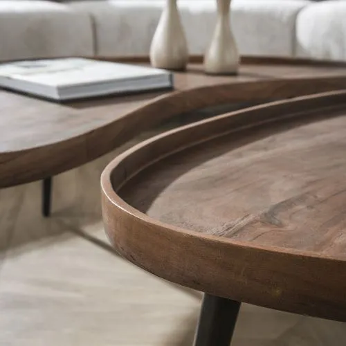 Couchtisch Set Galia 2-teilig | Akazie massiv | braun