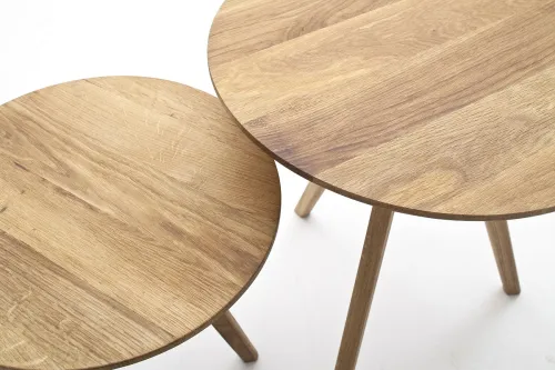 Couchtisch Set Genny 2-teilig | Asteiche massiv | Ø50/Ø45 | Eichefarben