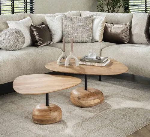 Couchtisch Set Holo | dreieckig | 2-teilig | Akazie massiv