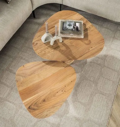 Couchtisch Set Holo | dreieckig | 2-teilig | Akazie massiv