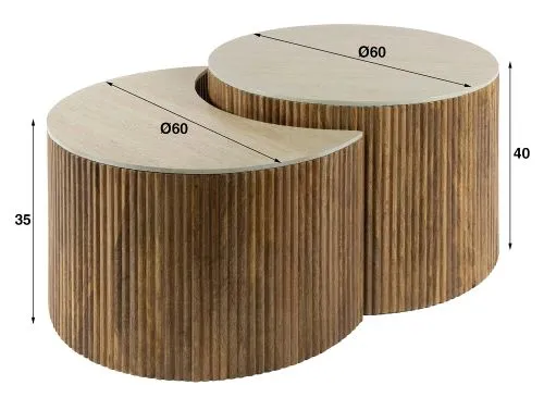 Couchtisch Set Kalia 3 | 2-teilig | Mangoholz | Sandfarbe