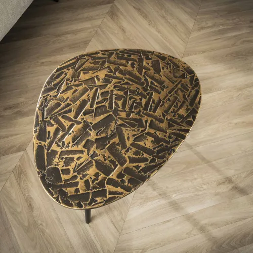 Couchtisch Set Kotto dreieckig | 2-teilig | Metall | bronze & silber