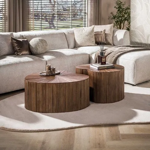 Couchtisch Set Luck 5 | 2-teilig | Teakholz massiv | Espresso