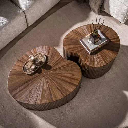 Couchtisch Set Luck 5 | 2-teilig | Teakholz massiv | Espresso