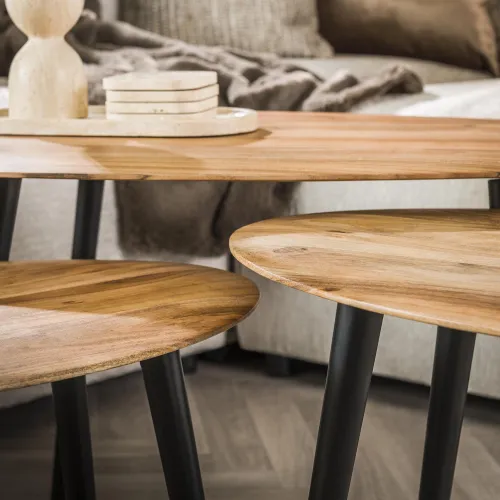 Couchtisch Set Luna oval | 3-teilig | Akazie | massiv