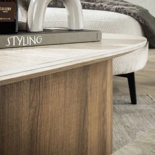 Couchtisch Set Lunge 3 | 3-teilig | Keramik Travertin | Naturfarben