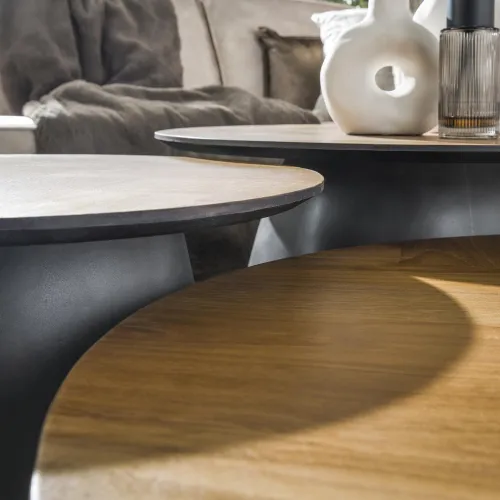 Couchtisch-Set Megan | 3-teilig | Ø80/60/45 | Teakholz | Naturfarben