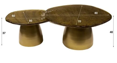 Couchtisch set Mira | 2-teilig | Glas | Antikgold