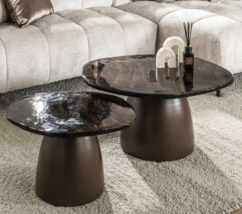 Couchtisch set Mira | 2-teilig | Glas | Antikkupfer