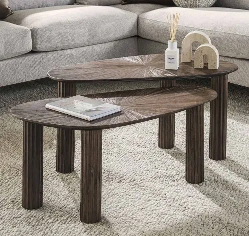 Couchtisch Set Naru | 2-teilig | Teakholz massiv | Espresso