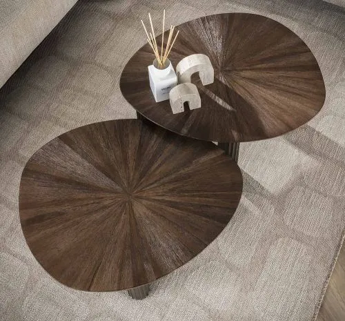 Couchtisch Set Naru | dreieckig | 2-teilig | Teakholz massiv | Espresso