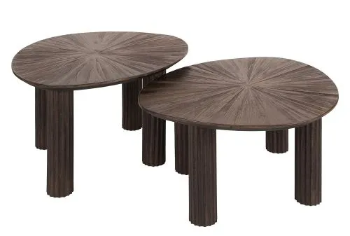 Couchtisch Set Naru | dreieckig | 2-teilig | Teakholz massiv | Espresso