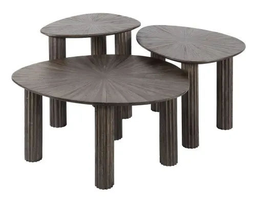 Couchtisch Set Naru | dreieckig | 3-teilig | Teakholz massiv | Espresso