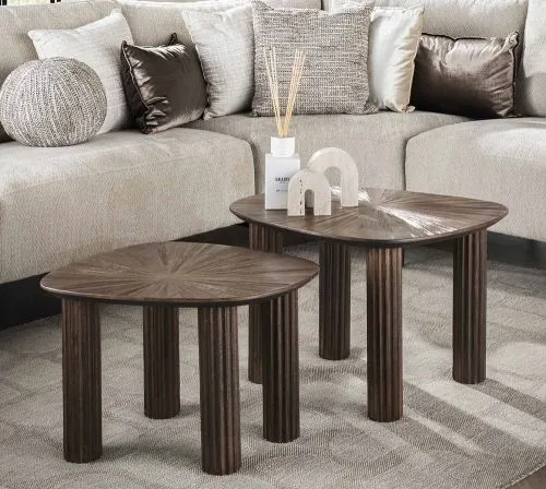 Couchtisch Set Naru | viereckig | 2-teilig | Teakholz massiv | Espresso