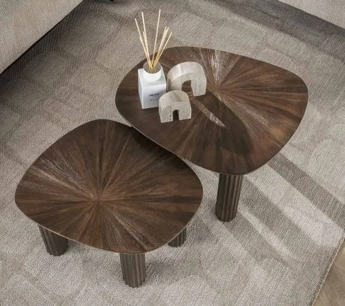 Couchtisch Set Naru | viereckig | 2-teilig | Teakholz massiv | Espresso