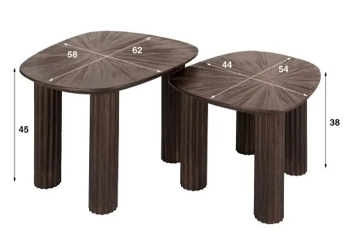 Couchtisch Set Naru | viereckig | 2-teilig | Teakholz massiv | Espresso